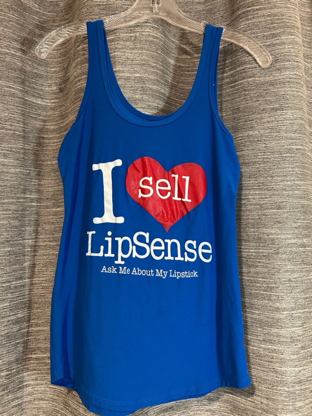 LipSense Blue Tank Top with White & Red Graphic Medium